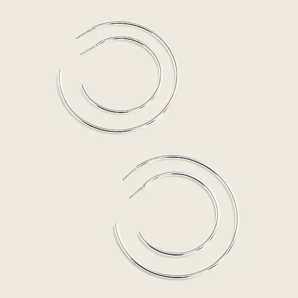 NWT J. Crew Silver Hoop Earrings (2) pair!